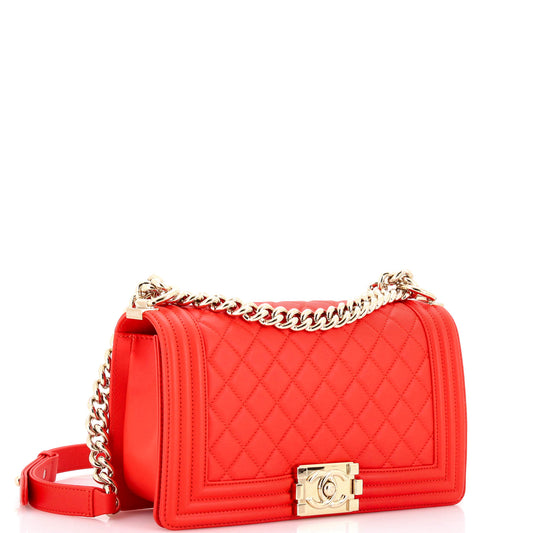 シャネル ボーイ フラップバッグ キルティング ラムスキン オールドミディアム