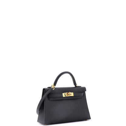 エルメス ケリーミニII バッグ ブラック エプソン ゴールド金具 20