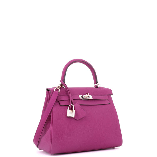 エルメス ケリー ハンドバッグ ピンク トゴ パラジウム金具 25