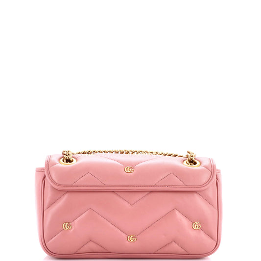 グッチ GGマーモント フラップバッグ GGスタッズ マトラッセレザー スモール