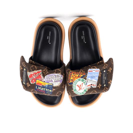 ルイ・ヴィトン レディース プールピロー コンフォートミュールサンダル 限定版 ワールドツアー モノグラム ナイロン