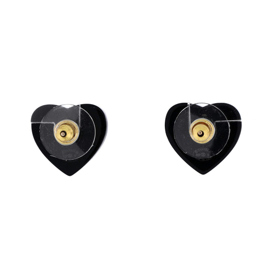 シャネル CCハート スタッドイヤリング 樹脂製クリスタル付き