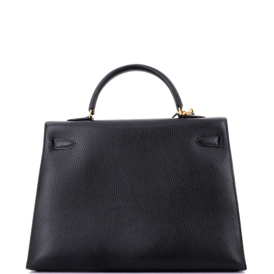 エルメス ケリー ハンドバッグ ブラック アルデンヌ ゴールド金具 35
