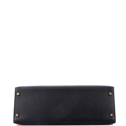 エルメス ケリー ハンドバッグ ブラック アルデンヌ ゴールド金具 35