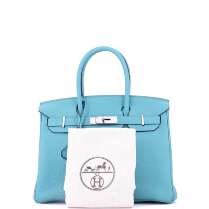 エルメス バーキン ハンドバッグ ブルー トゴ パラジウム金具 30