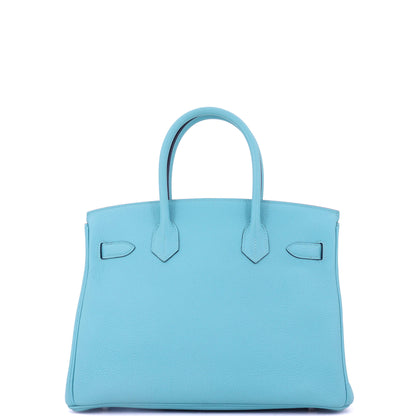 エルメス バーキン ハンドバッグ ブルー トゴ パラジウム金具 30