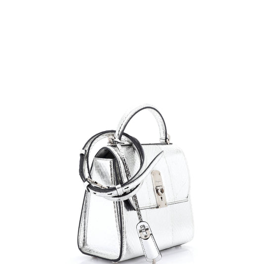 サルヴァトーレ フェラガモ Boxyz トップハンドル バッグ スネークスキン ミディアム