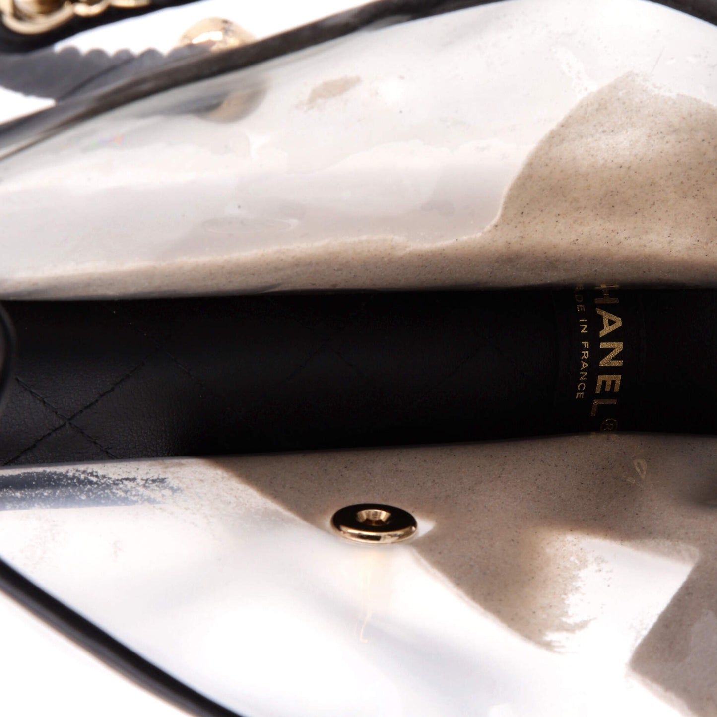 シャネル サンド バイ ザ シー パール フラップバッグ PVC ラムスキン ミディアム