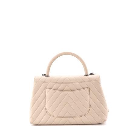 シャネル ココ トップハンドルバッグ シェブロン キャビア スモール