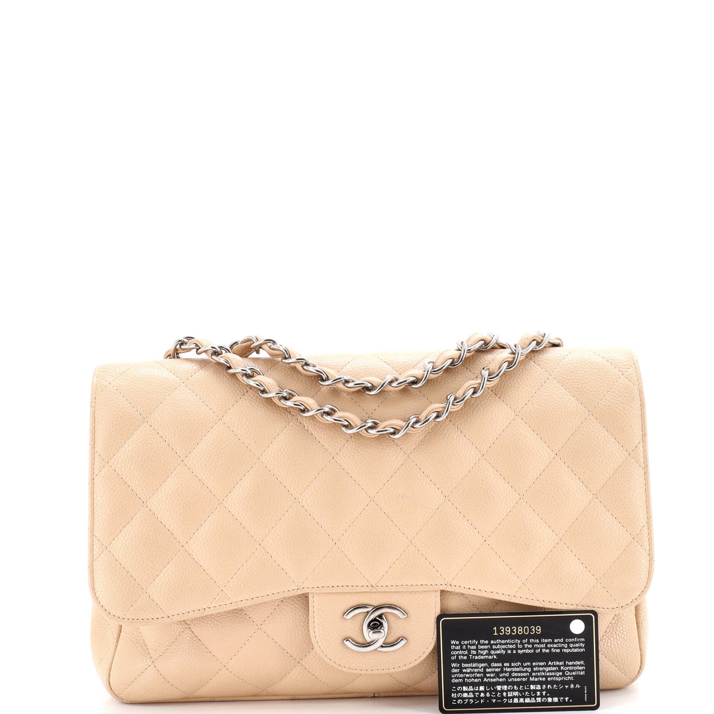 シャネル クラシック シングルフラップバッグ キルティング キャビア ジャンボ