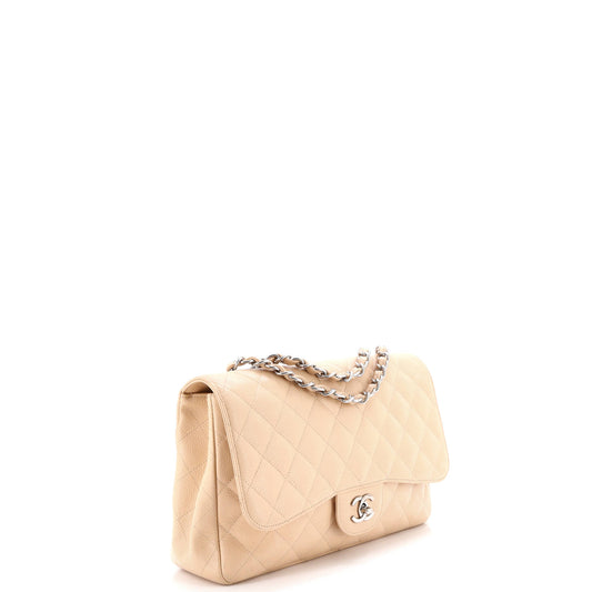 シャネル クラシック シングルフラップバッグ キルティング キャビア ジャンボ