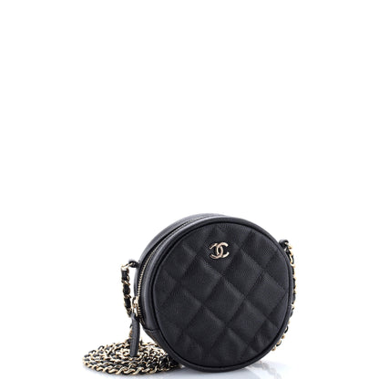 シャネル ラウンドクラッチ チェーン付き キルティング キャビア ミニ