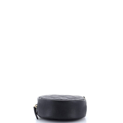 シャネル ラウンドクラッチ チェーン付き キルティング キャビア ミニ