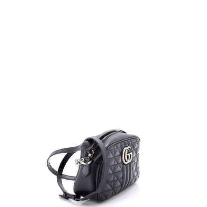 グッチ GGマーモントショルダーバッグ ミックスマトラッセ レザー スモール