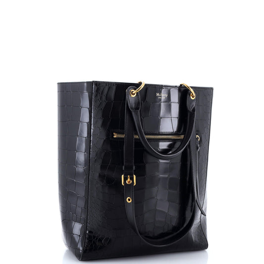 マルベリーメープルトートバッグ クロコダイル型押しレザー ミディアム