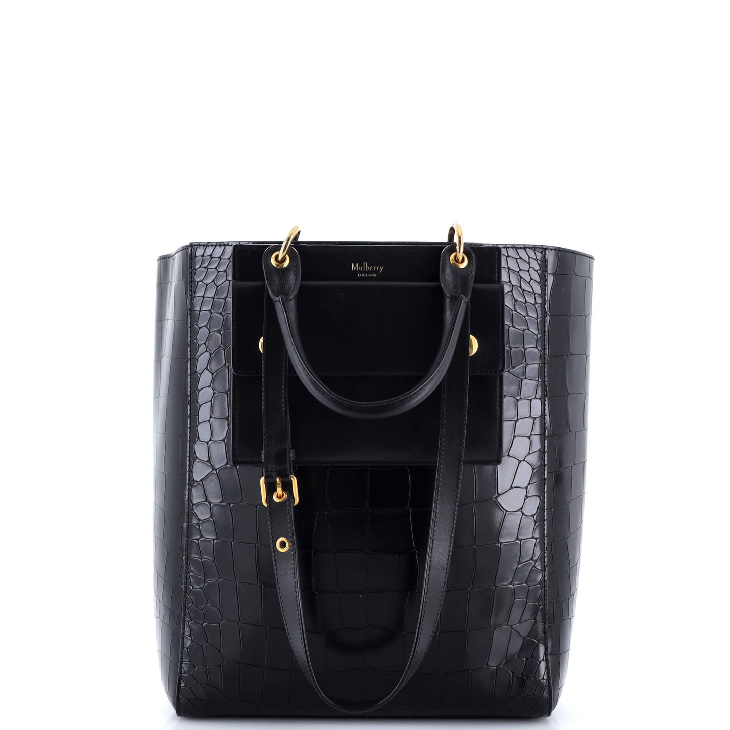 マルベリーメープルトートバッグ クロコダイル型押しレザー ミディアム