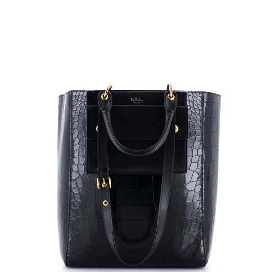 マルベリーメープルトートバッグ クロコダイル型押しレザー ミディアム