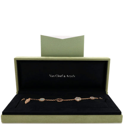 Van Cleef & Arpels Lucky Spring 5 Motifs Bracelet 18K ローズゴールド and Mother of Pearl with Onyx and Carnelian