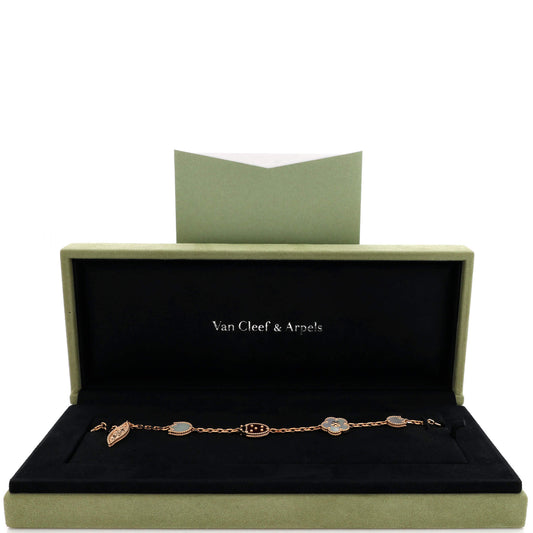 Van Cleef & Arpels Lucky Spring 5 Motifs Bracelet 18K ローズゴールド and Mother of Pearl with Onyx and Carnelian