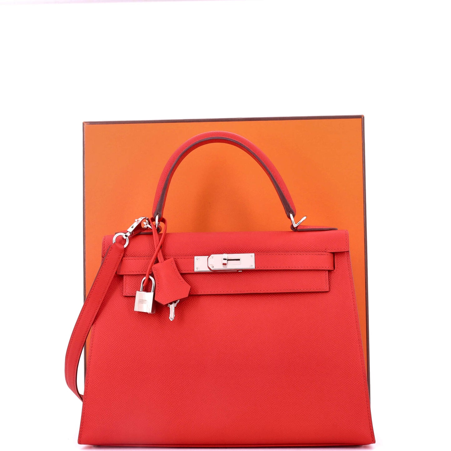 エルメス ケリー ハンドバッグ レッドエプソン パラジウム金具 28