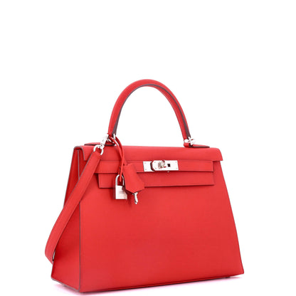 エルメス ケリー ハンドバッグ レッドエプソン パラジウム金具 28