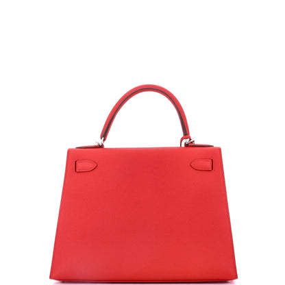 エルメス ケリー ハンドバッグ レッドエプソン パラジウム金具 28