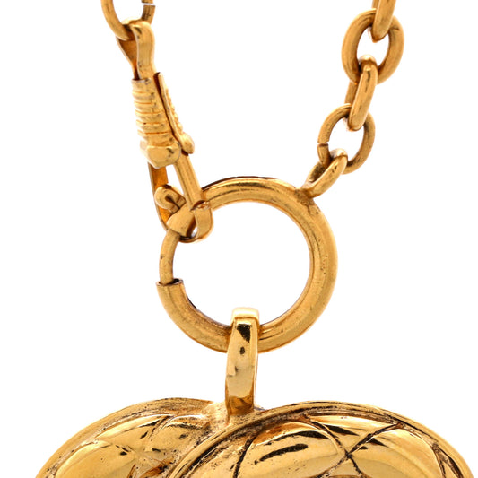 シャネル ヴィンテージ キルティング CCペンダントネックレス メタル ラージ