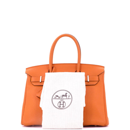 エルメス バーキン ハンドバッグ オレンジ トゴ パラジウム金具 30