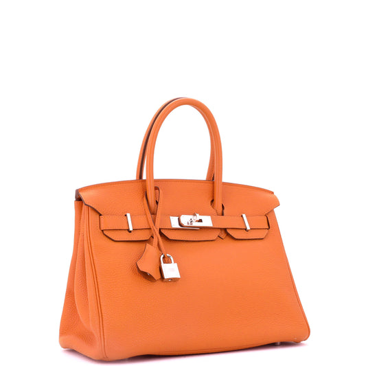 エルメス バーキン ハンドバッグ オレンジ トゴ パラジウム金具 30