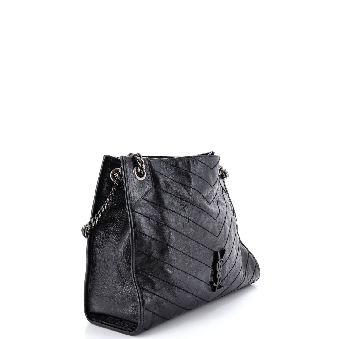 サンローラン ニキショッピングトート マトラッセ シェブロン レザー ミディアム