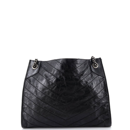 サンローラン ニキショッピングトート マトラッセ シェブロン レザー ミディアム