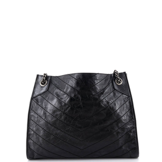 サンローラン ニキショッピングトート マトラッセ シェブロン レザー ミディアム