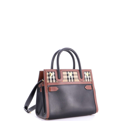 バーバリータイトル ツーハンドル トート レザー ヴィンテージチェック キャンバス ミニ