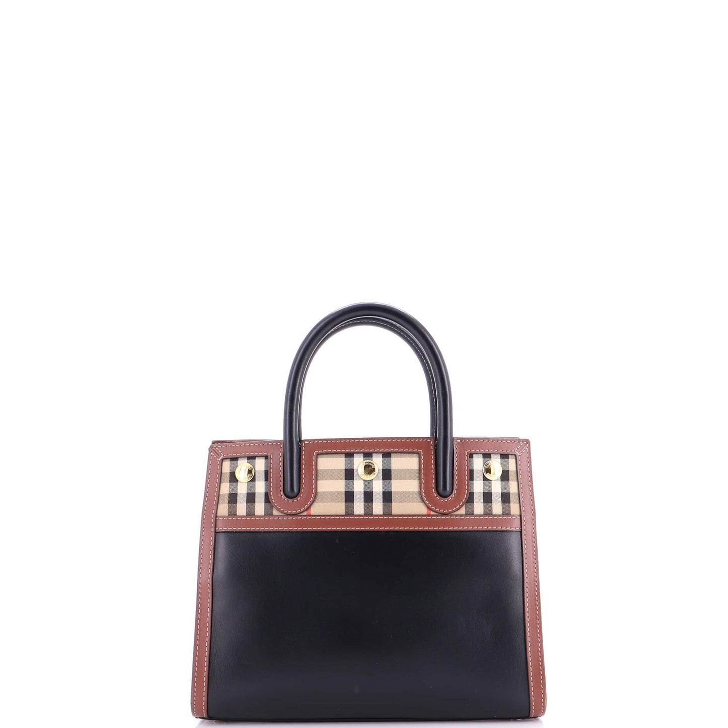 バーバリータイトル ツーハンドル トート レザー ヴィンテージチェック キャンバス ミニ
