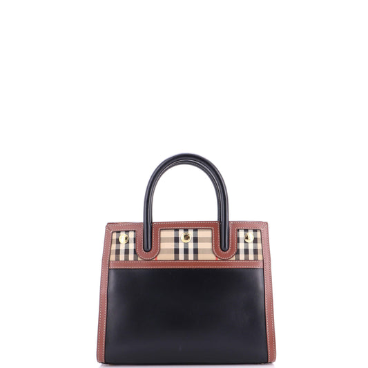 バーバリータイトル ツーハンドル トート レザー ヴィンテージチェック キャンバス ミニ