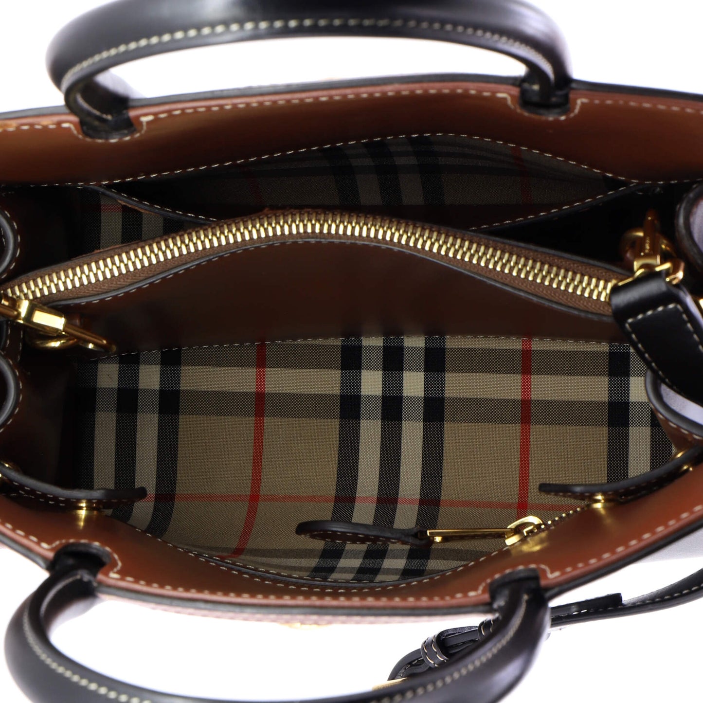 バーバリータイトル ツーハンドル トート レザー ヴィンテージチェック キャンバス ミニ