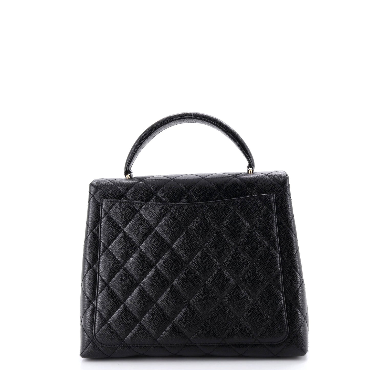 シャネル ヴィンテージ クラシック トップハンドル フラップ バッグ キルティング キャビア ジャンボ