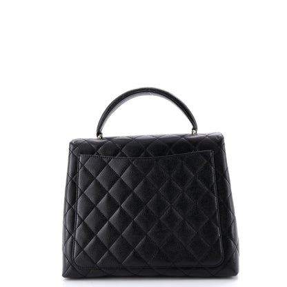 シャネル ヴィンテージ クラシック トップハンドル フラップ バッグ キルティング キャビア ジャンボ