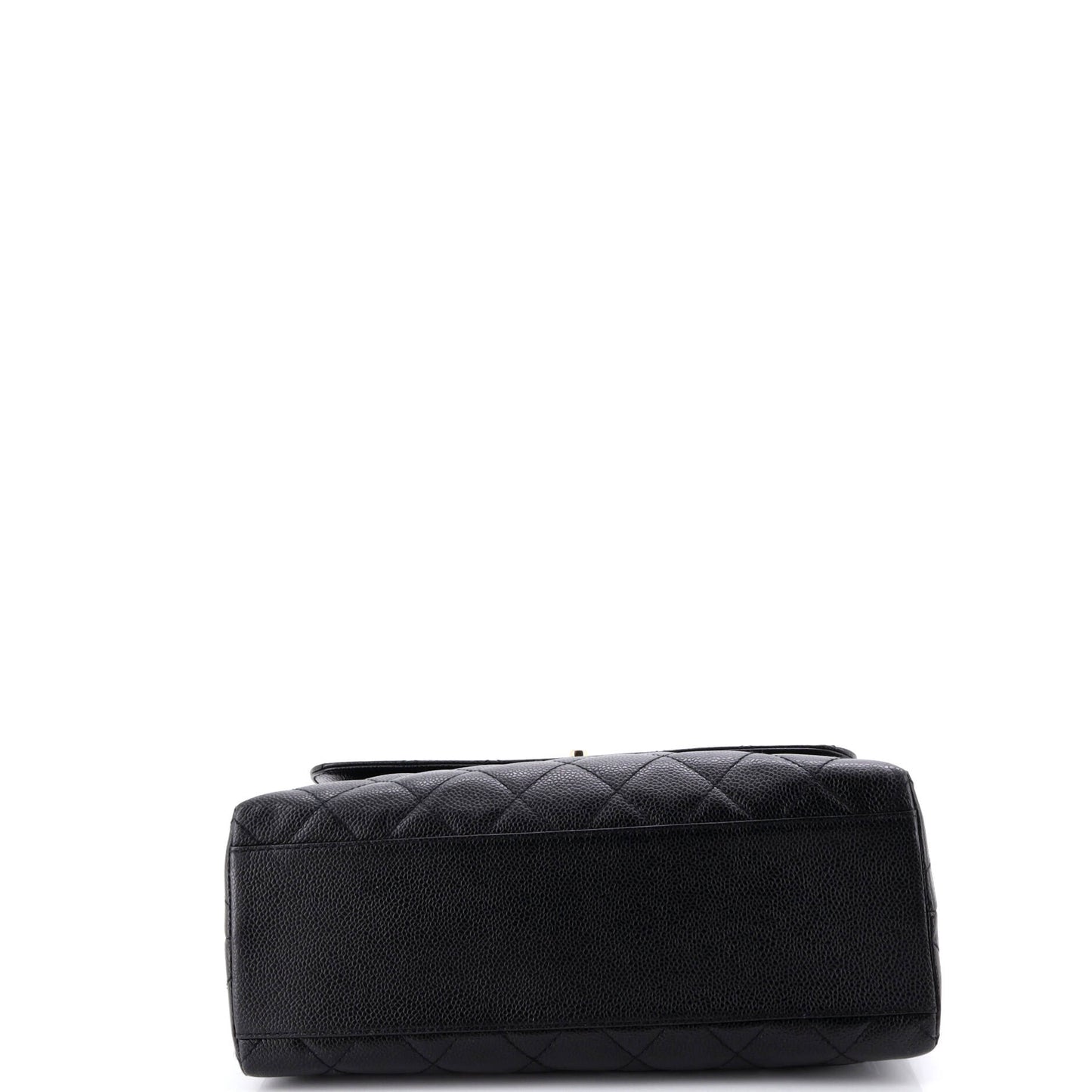 シャネル ヴィンテージ クラシック トップハンドル フラップ バッグ キルティング キャビア ジャンボ