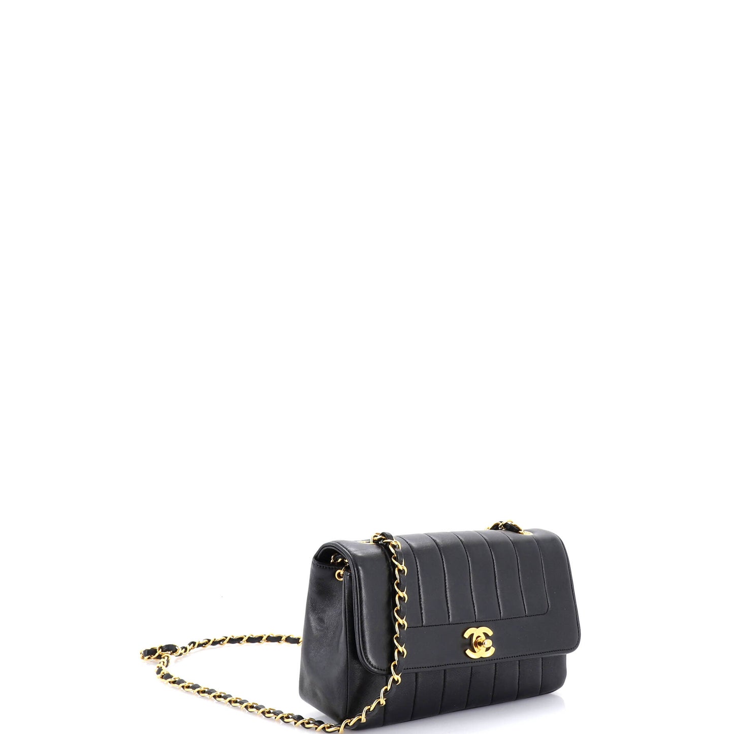 シャネル ヴィンテージ CC チェーン フラップバッグ 縦型キルト ラムスキン スモール