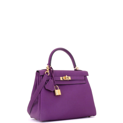 エルメス ケリー ハンドバッグ パープル トゴ ゴールド金具 25