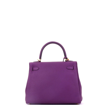 エルメス ケリー ハンドバッグ パープル トゴ ゴールド金具 25