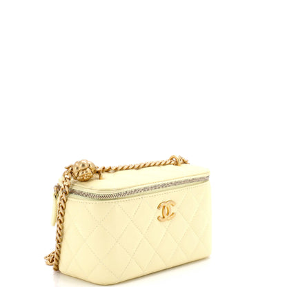 シャネル スウィート カメリア バニティケース チェーン付き キルティング ラムスキン スモール