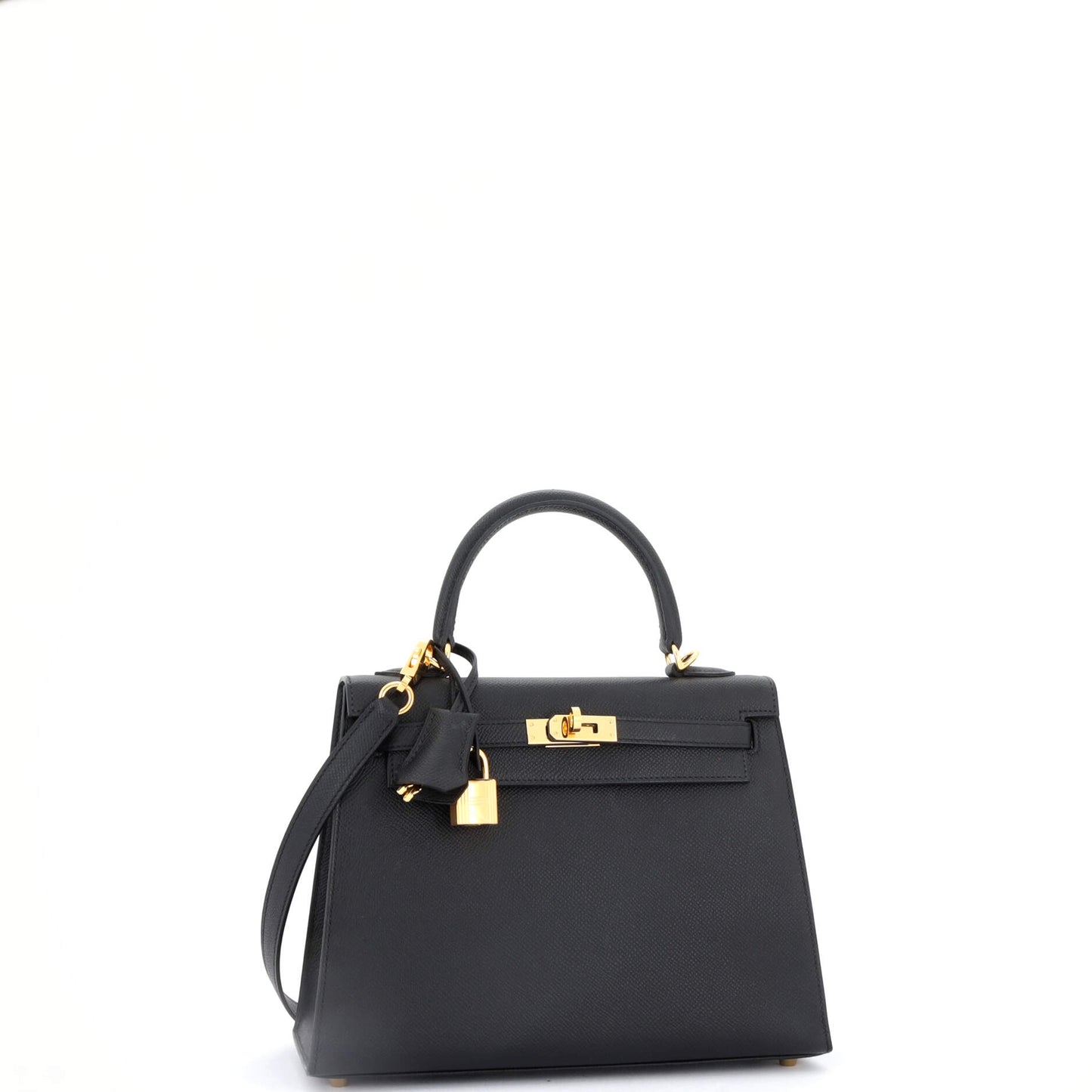 エルメス ケリー ハンドバッグ ブラック エプソン ゴールド金具 25