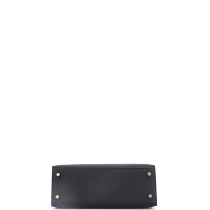 エルメス ケリー ハンドバッグ ブラック エプソン ゴールド金具 25