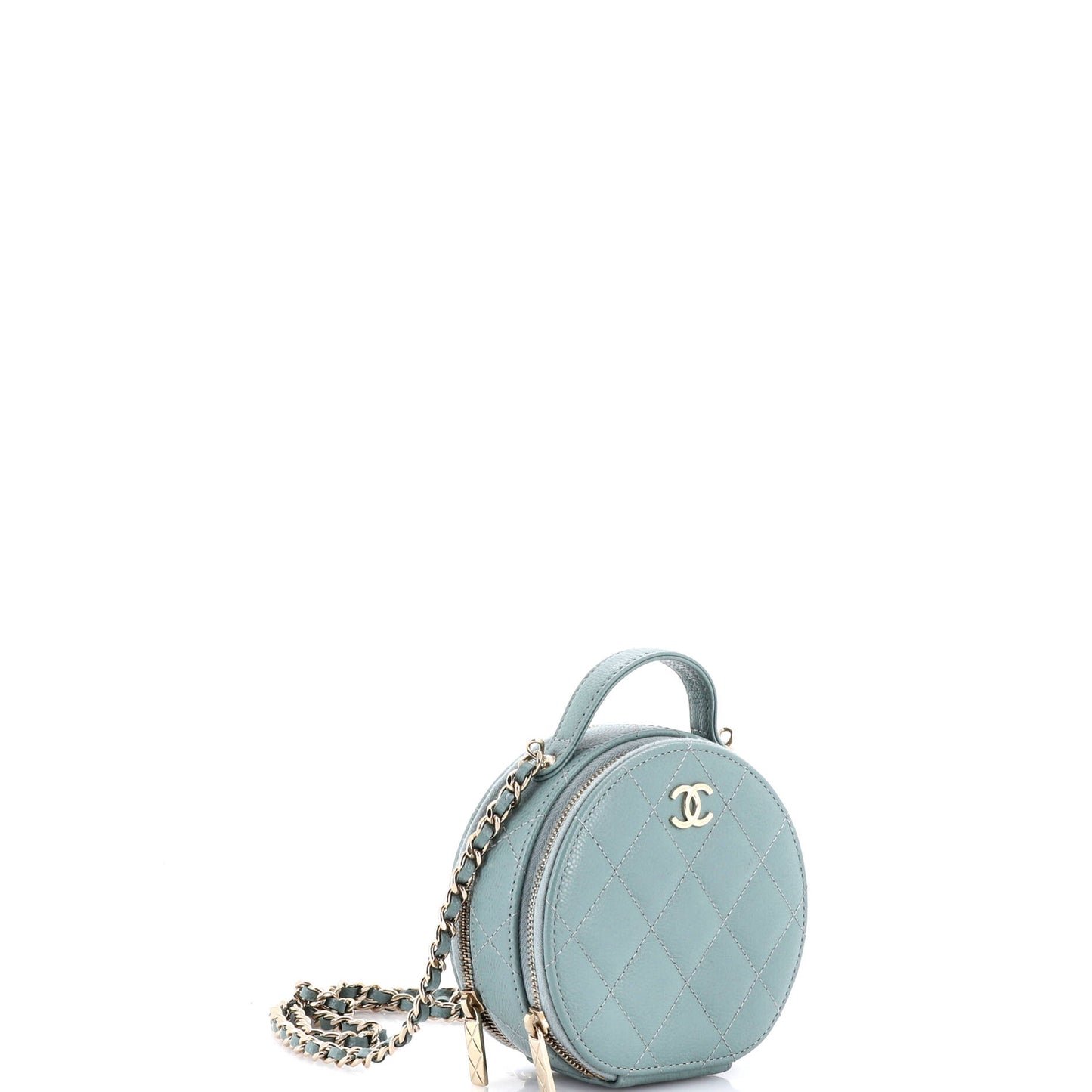 シャネル ハンドル ウィズ ケア ラウンド バニティケース チェーン付き キルティング キャビア スモール