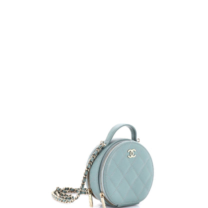 シャネル ハンドル ウィズ ケア ラウンド バニティケース チェーン付き キルティング キャビア スモール