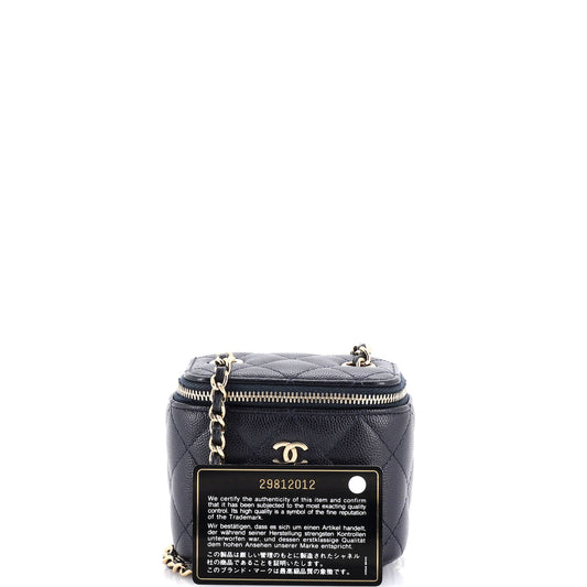 シャネル クラシック バニティケース チェーン付き キルティング キャビア ミニ