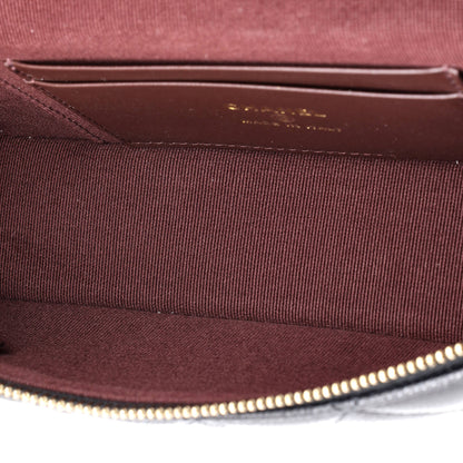 シャネル クラシック トップハンドル バニティ ケース チェーン付き キルティング キャビア スモール