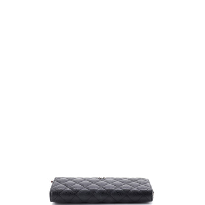 シャネル クラシック サイドジップウォレット キルティング キャビア ロング